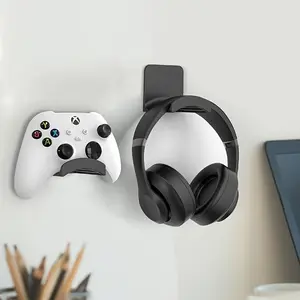 4pcs Wall-Mounted Punch-Free Headphone Bracket, Under-Table Hook Hanging Rack, Esports Gaming Accessory, No Drilling Required