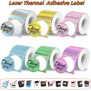 1.96inch Thermal Label Printer Sticker Paper, Thermal Printing Labels, Colorful Laser Heat Sensitive Film, Compatible with Phomemo M110 M200 M120 E210 Printers