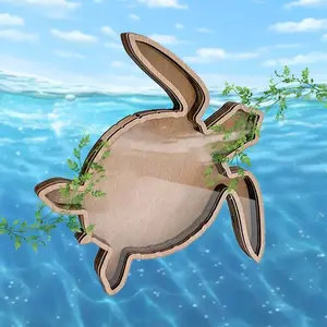 Vintage Style Wooden Turtle Shaped Storage Box, No Lid Design, Ideal for Glass Teeth, Sea Glass, Agate, Crystal Display Boxes