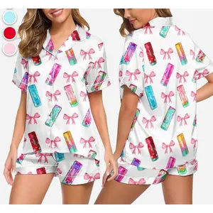 Pajamas Set, Alani Energy Drink Sleepwear, Alani Lover Silk Loungewear, Gift For Her Womenswear Pjs