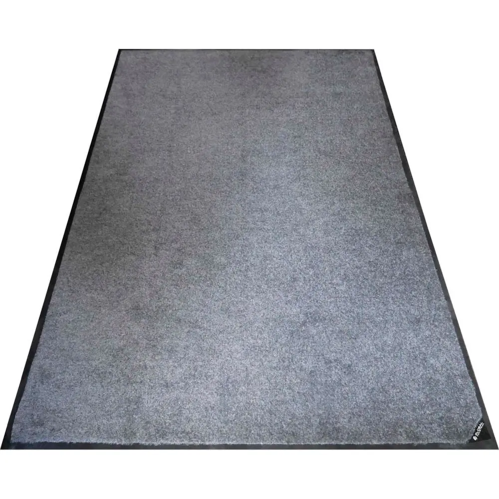 Global Industrial 800478GY Eco-Friendly Cut Pile Plush Mat-Style Area Rug, 0.38 in Thick, 4 x 6 ft, Gray, SBR Rubber Backing, Durable Fade-Resistant, for Entrance Ways & Light-Medium Traffic Areas
