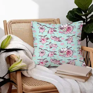 18x18 Inch Courage The Cowardly Dog Throw Pillow, Cute Mint Green Floral Cartoon Dog Decorative Cushion, Kawaii Pillow for Sofa Bed Office Living Room Bedroom, Ideal Gift for Teens Girls Adults Cartoon Fans