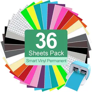 Adhesive Vinyl Permanent Cricut Joy Film: 5.5 X 12 in (36 Packs) Craft Transfer Vinyl Film Plotter Set for Laptops, Phones, Walls