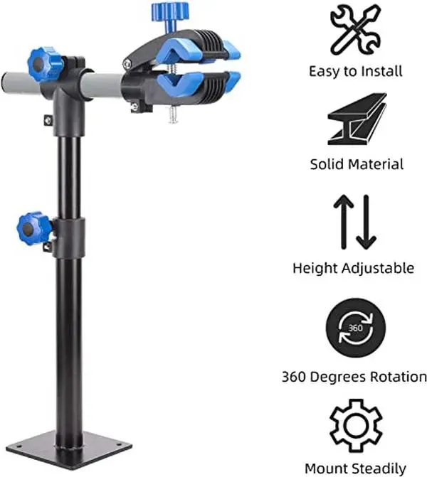 ROCKBROS Bike Repair Stand, Iron Wall or Bench Mount with Quick-Release Adjustable Non-Slip Clamp for Mountain & Road Bikes, Fits 30mm-75mm Tubes, Bike Tools & Equipment