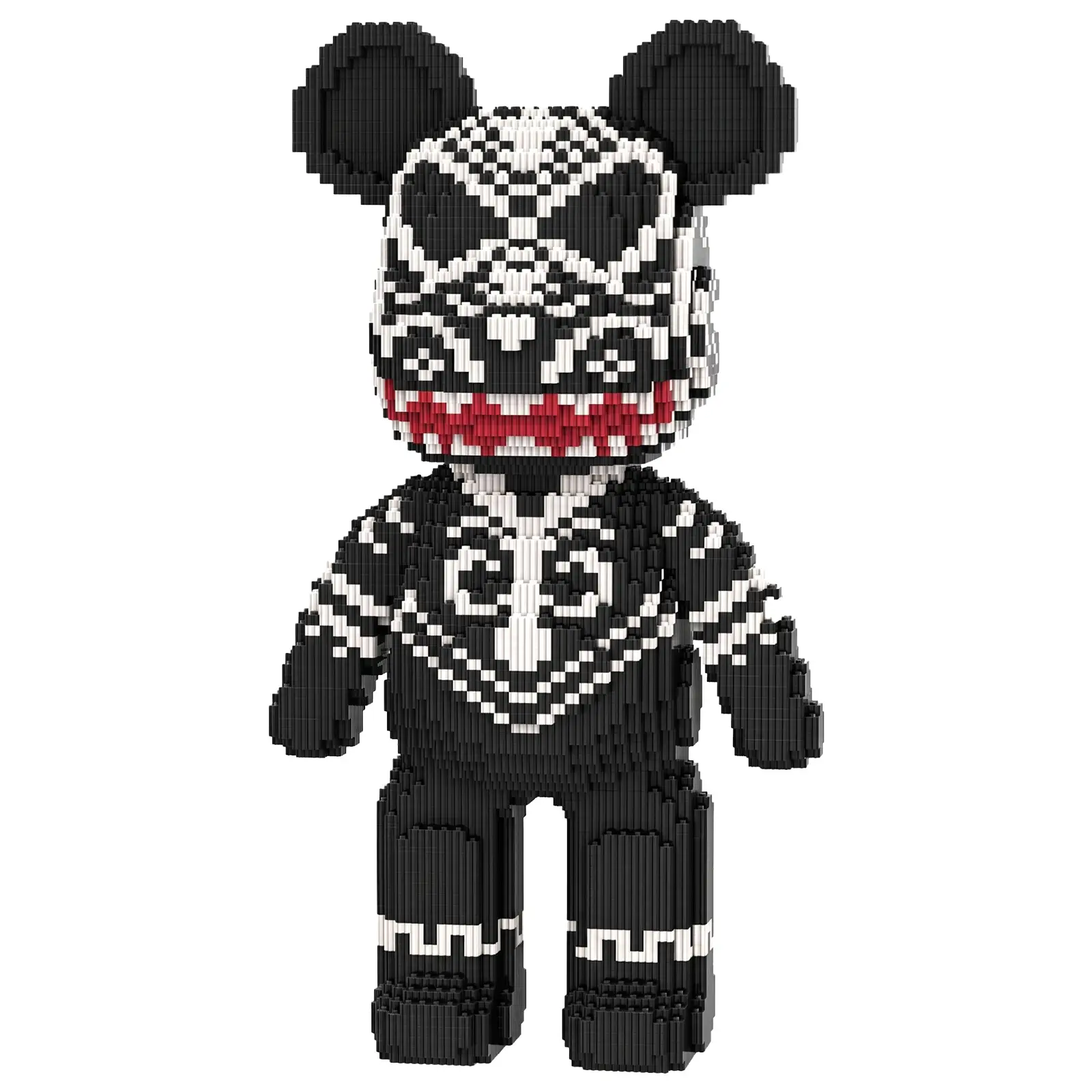 Black Skeleton Bear Micro Building Blocks Set, 5650PCS DIY Collectible Figure, Dark Style Creative Project Gift