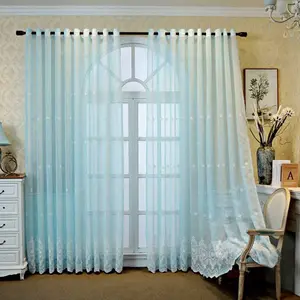 Dreamy Solid Color Sheer Curtain, Home Decoration Curtain, Light-Filtering Embroidered Window Drapes for Living Room & Bedroom, Multiple Colors Available