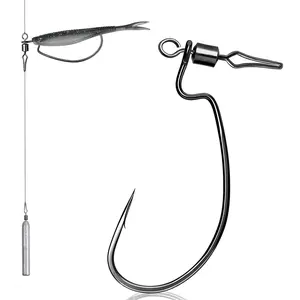 Swivel Drop Shot Hooks Fishing Rig, Dropshot Hook Rigging for Bass Fishing with Swivel Saltwater Freshwater Sizes 4, 3, 2, 1, 1/0, 2/0, 3/0