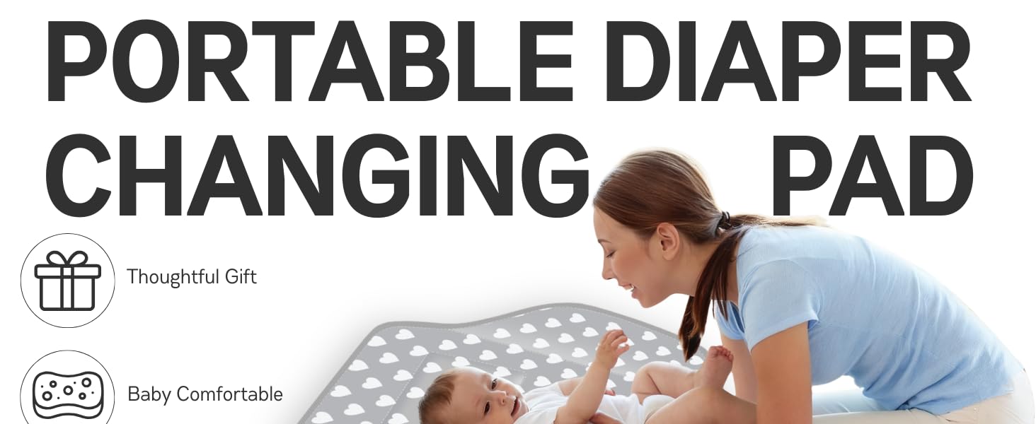 Mother's Day Baby Portable Changing Pad Travel - Waterproof Compact Diaper Changing Mat with Built-in Pillow - Lightweight & Foldable Changing Station, Newborn Shower Gifts Mother's Day Baby Portable Changing Pad Travel - Waterproof Compact Diaper Changing Mat with Built-in Pillow - Lightweight & Foldable Changing Station, Newborn Shower Gifts