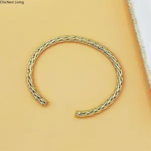 1Pcs Titanium Steel Woven Bangle Trendy And Minimalist Style Steel Wire Braided Adjustable C-shaped Opening Bracelet chunky good luck unisex woman