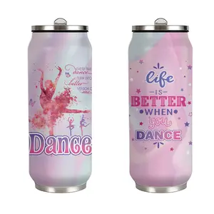 Dance Studio Tumbler 17oz Dancer Water Bottle Pink Watercolor Straw Lid Leakproof Cup Gift for Her Coffee Thermos Stylish Drinkware