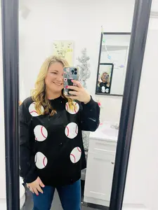 Sequin baseball patch pullover