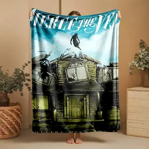 1 piece Pierce The Veil "Collide With The Sky" album cover themed flannel blanket - Flannel blanket with modern design, suitable for sofas and beds, all-season use, super soft and comfortable, digitally printed pattern, 100% polyester material