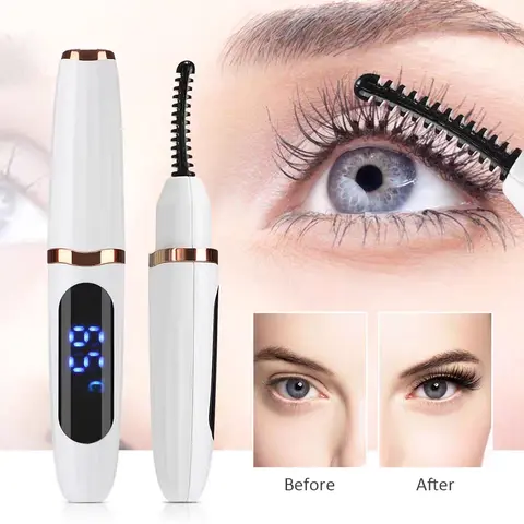 Women's Mini USB Rechargeable Electronic Eyelash Curler with LED Display, 3-Position Temperature Adjustment, Compact & Travel-Friendly, Ergonomic Design, Natural Long-Lasting Curling, Everyday Makeup Beauty Tool, Makeup Gift