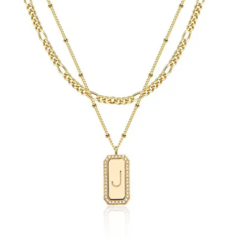 Dainty Layered Initial Necklaces for Women Trendy Figaro Chain Necklace Gold-plated plating Initials Necklace