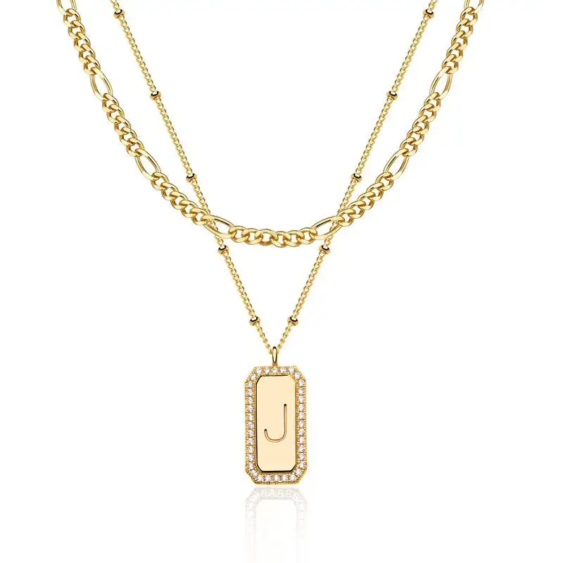 【Flash Sale】Fettero Gold Dainty Layered Initial Necklaces for Women Trendy Figaro Chain Necklace Initials Necklace