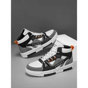 Men's Colorblock Lace Up High Cut Shoes, Athletic Shoes, Outdoor Skate Shoes for Men, Boy Walking Shoes, Sneaker Streetwear Shoes 2025Gift