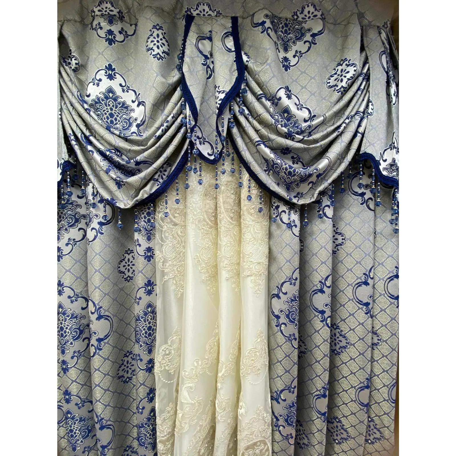 Tina 5-Piece Luxury Curtain Set – Blue | Fits 59 Inch Wide Window