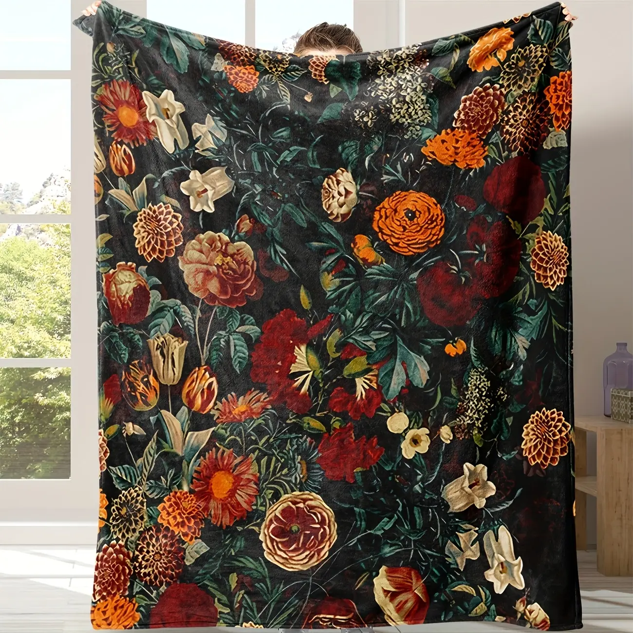 JOOCAR Floral Blanket Super Soft Flannel Colorful Vintage Floral Patchwork Blanket - Cozy All Season Couch and TV Snuggle Blanket