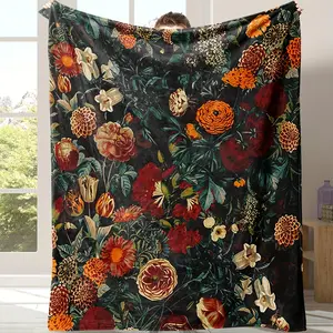 JOOCAR Floral Blanket Super Soft Flannel Colorful Vintage Floral Patchwork Blanket - Cozy All Season Couch and TV Snuggle Blanket