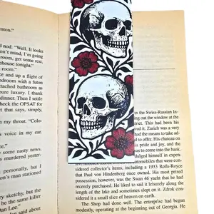 Skulls and Roses 3D Printed Bookmark Gothic Art Dark Academia Horror Reader Gift for Book Lovers Tactile 3D Texture Eco-Friendly PLA PETG Plastic