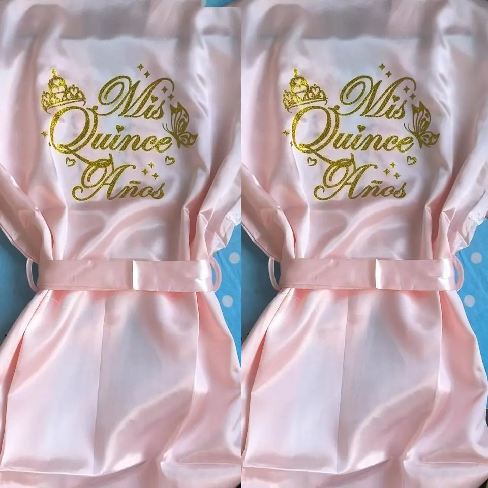 Mis Quince Años Quinceañera Robe Birthday Party Bathrobe Elegant Girls Celebration Gown for 15th Anniversary Ceremony