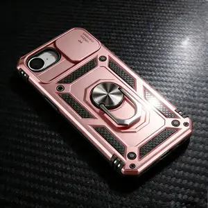 Luxury Lens Case for iPhone 17E/16E Cover Magnet Holder Back Phone for iPhone 16e 17e with Strand Support Wireless Charging Full Protection