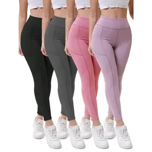 SUNDAY MIRTH 4 Pack Leggings With Pockets For Women High Waisted Tummy Control Womens Leggings Yoga Pants