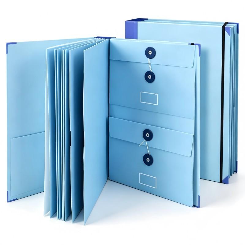Manila Pocket Accordion File Organizer for Passports, Birth Certificates, & Essential Documents - Office/Home Storage Solution