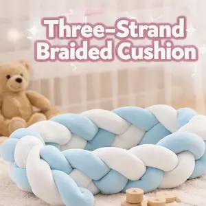 Soft 3-Strand Braided Plush Cushion 2M Nursery Decor Pillow Multicolor Knot Design for Baby Room Decoration
