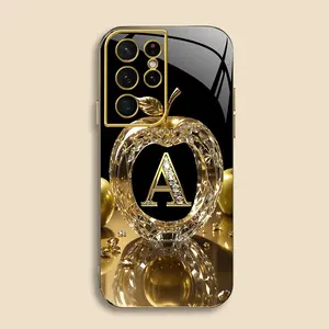 Suitable for [Galaxy S21 Ultra 5g] New high-end gold letter electroplated gold edge mobile phone case new business simple explosion-proof mobile phone case affordable anti-fall anti-fingerprint 995