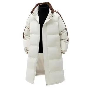 Winter Thickened Long Coat Windproof Heat Storage Striped Bread Jacket for Cold Weather down jacket winter outfits men