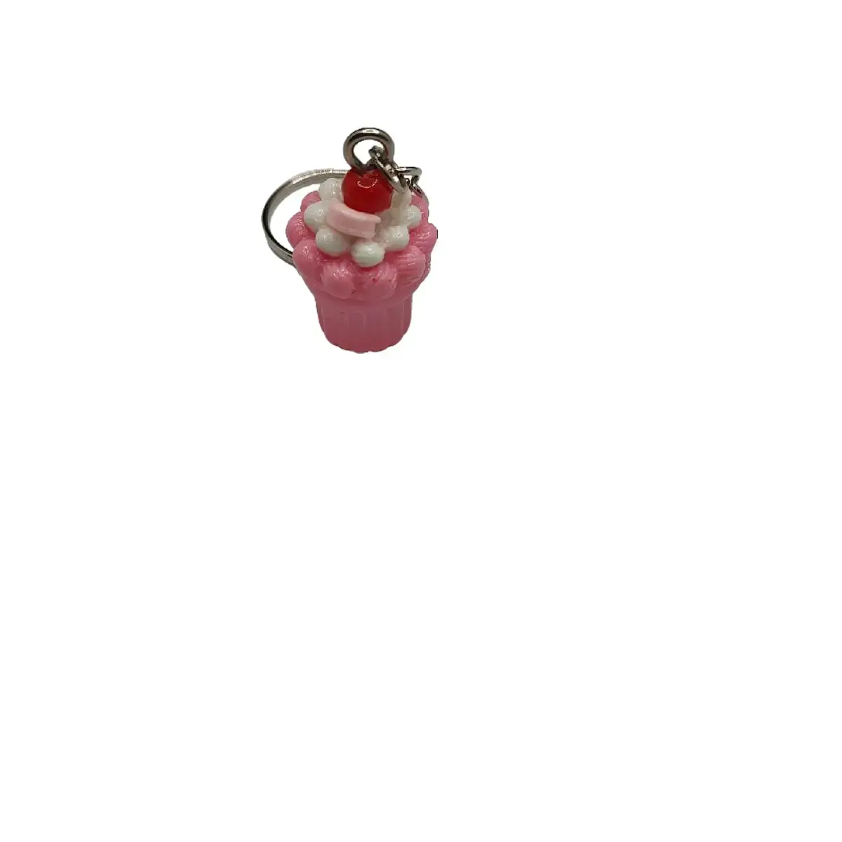 Light Pink Acrylic Cupcake Keychain, with Ring Attachment