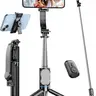 41in Extendable Adjustable Selfie Stick Tripod with Button Handle, Detachable Remote Control, 360° Rotatable Phone Clip, Vlogging Equipment for iPhone, Android, Samsung, Mobile Devices – Ideal for Work, Abs Support