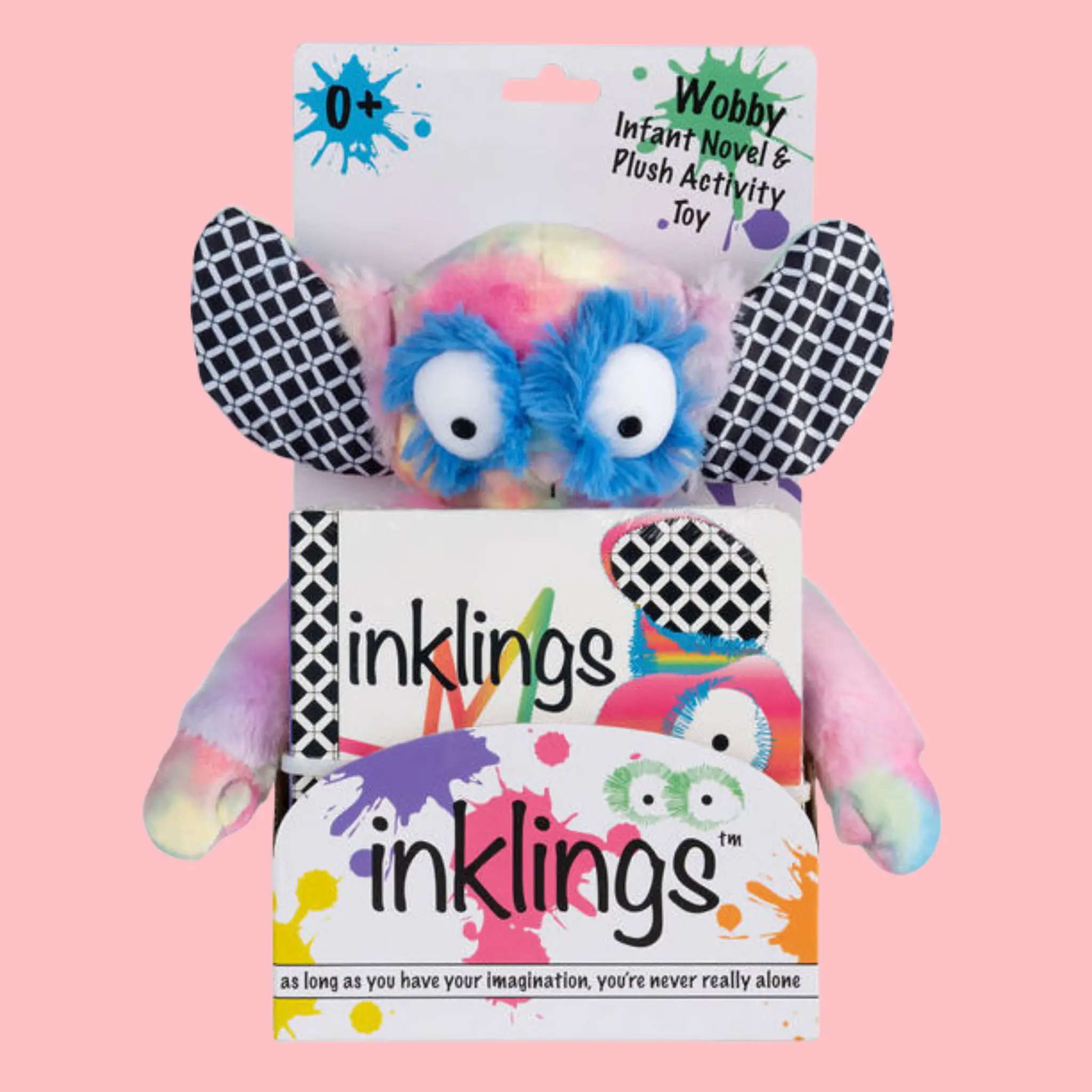 Rainbow Wobby Soft Plush & Infant Novelty Toy Book Set - Plush Fabric, Rainbow Hues, Colorful Fun, Textured Play, Easy-to-Hold, Embroidered Eyes, Unisex Infant Stuffed Toy