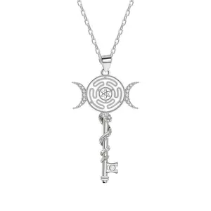 March Goddess Key Necklace, Pentagram Witch Knot Pendant Necklace, Tetragrammaton Talisman Men's and Women's Jewelry Gifts, Charm Necklace(Sheets)