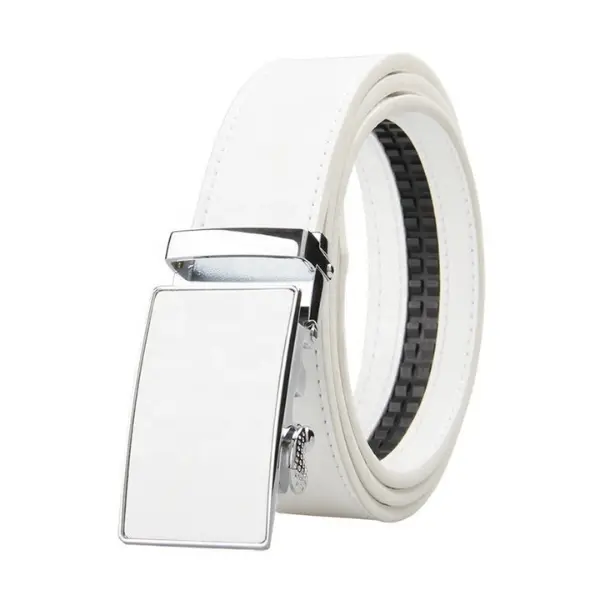 White Belt for Men – Adjustable Stylish Casual & Formal Wear Belt with Silver Buckle – Perfect for All Occasions