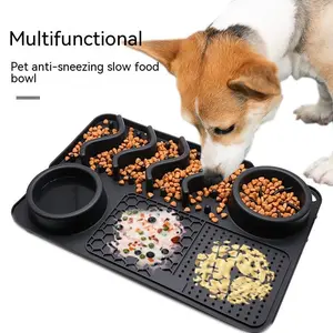 Dog Silicone Licking  & Smelling Pad  Mat Multifunctional Food Bowl 