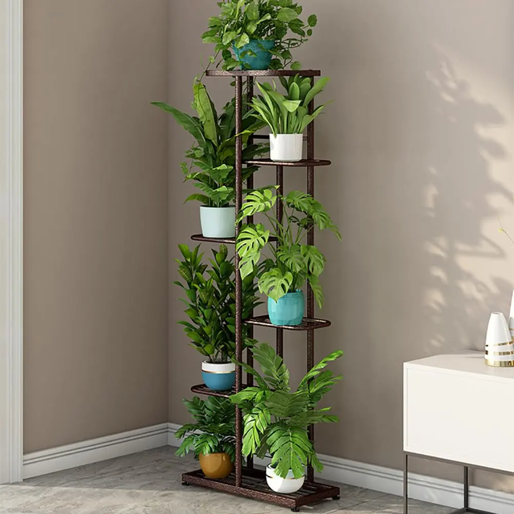 GAOMON Heavy Duty Planter 6-Tier Tall Metal Corner Plant Stand with Anti-Slip Pads, Indoor Outdoor Display Rack for Balcony, Garden