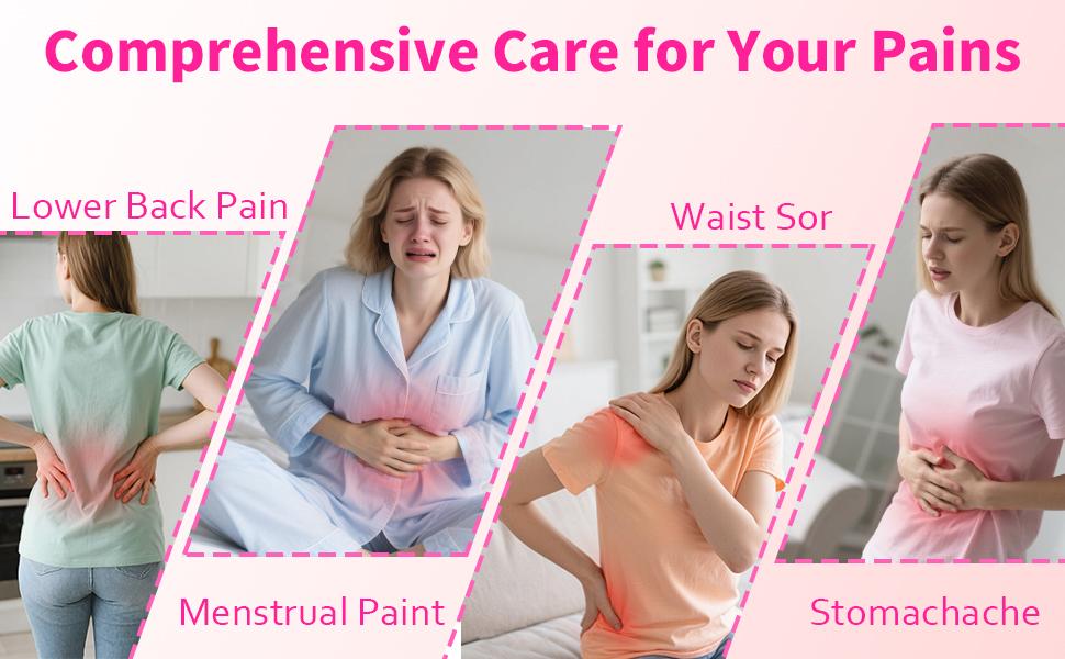 Heating Pad for Period Cramps, 3 Heat Levels and 3 Massage Modes, Portable Heating Pad for Menstrual Cramps, Electric Heat Belt for Women and Girl Stocking Stuffers(White)