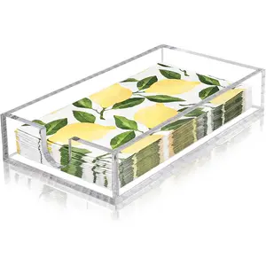 Clear Acrylic Napkin Holder 9x5x1.8 Inch Napkin Tray for Table, Hand Towel Holder for Kitchen Dinner Hotel Bathroom, Paper Napkin Acrylic Tray Bathroom Accessories