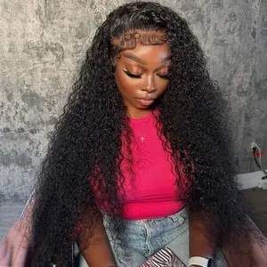 Alipearl Hair 30 Inch Glueless Kinky Curly Wigs 4x7 Lace Closure Wig Human Hair Ready to Go Lace Front Wigs Pre Bleached Knotes Beginners Glueless Wig