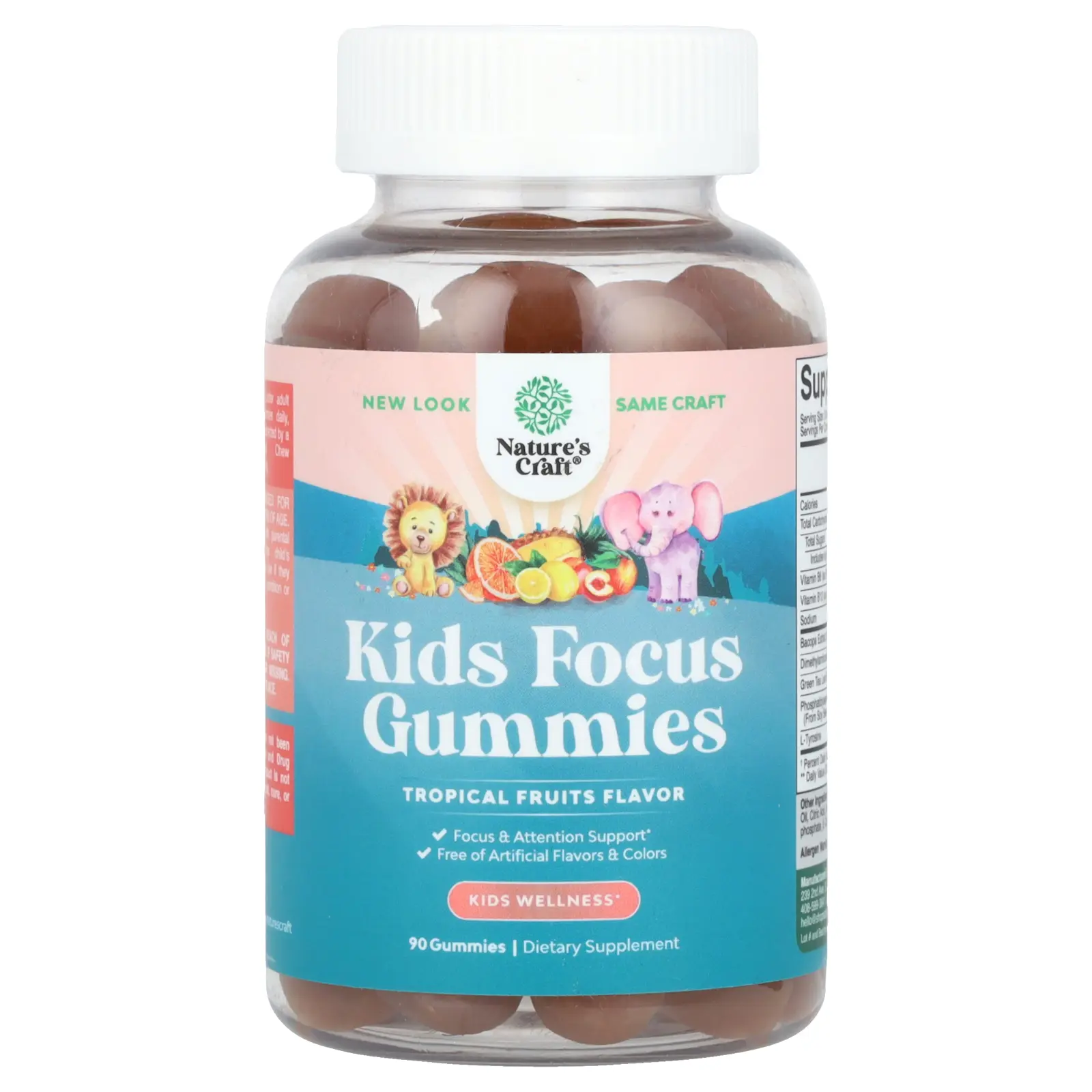 Nature's Craft Kids Focus Gummies, Tropical Fruits, 90 Gummies