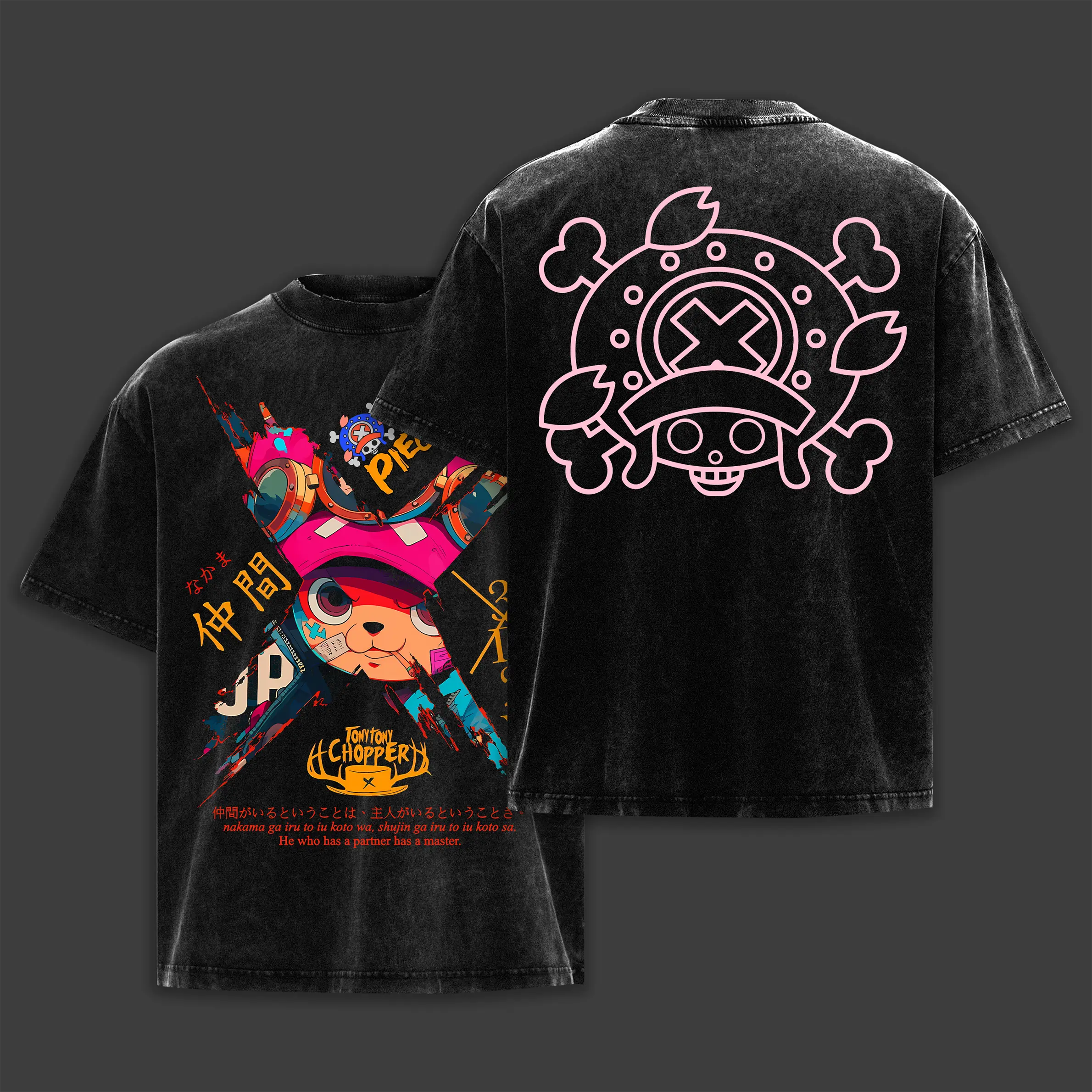 Tony Tony Chopper T-Shirt Vintage Washed Oversized Heavyweight Tee, Anime Straw Hat Crew 3D2Y Large Back Print Shirt, One Piece Inspired Gym Pump Cover, Gifts For Chopper Fans