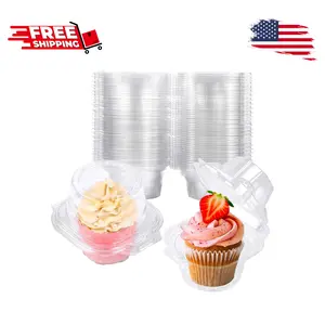 50 Pack Individual Cupcake Containers Plastic Cupcake Boxes