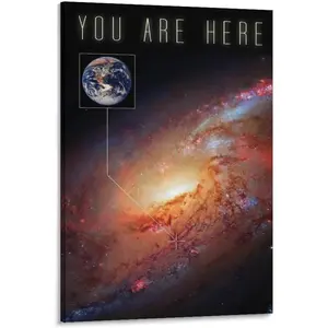 FGJERIO You Are Here,Retro Solar System Human Earth Location Poster Canvas Poster Wall Art Decor Print Picture Paintings for Living Room Bedroom Decoration 08x12inch(20x30cm)
