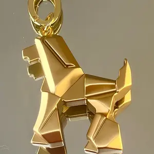 dbORIGAMI Dog- Matte Gold Charm 3 1/2” tall