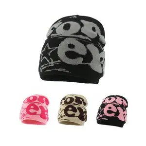 Unisex Y2K Letter Jacquard Knit Hat Warm Outdoor Street Beanie for Autumn and Winter Fashionable Cold Weather Headwear Machine Washable Fitted Design