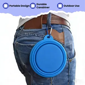 Collapsible Dog Bowl, Portable Foldable Pet Water Bowl with Carabiner, BPA-Free Travel Bowl for Dogs & Cats, Ideal for Hiking, Camping, Walking