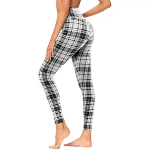 High Waisted Leggings for Women - Soft Opaque Slim Tummy Control Printed Pants for Running Cycling Yoga