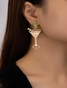 Martini Mood Cocktail Glass Earrings with Gemstone Accents Chic & Attractive for Glamorous Nights and Selfies